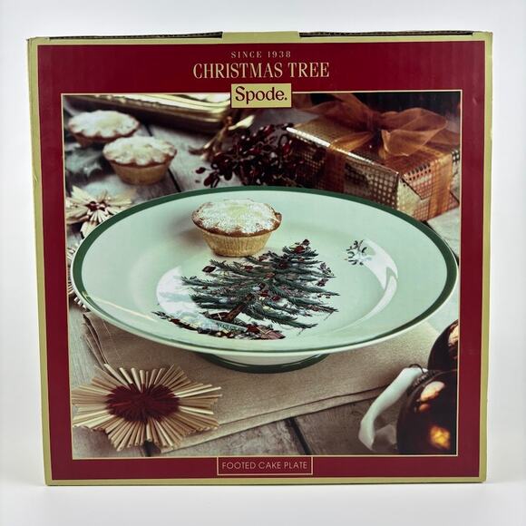 Spode Christmas Tree Footed Cake Plate 10.5" Christmas Serveware - Picture 1 of 14